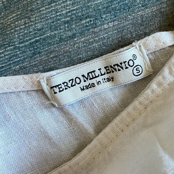 Terzo Millennio Women's White Cream Linen Tunic Top - Picture 12 of 13